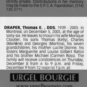 Obituary of Thomas Edward DRAPER