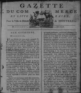 La Gazette du commerce et littéraire, pour la ville et district de Montréal: June 3, 1778